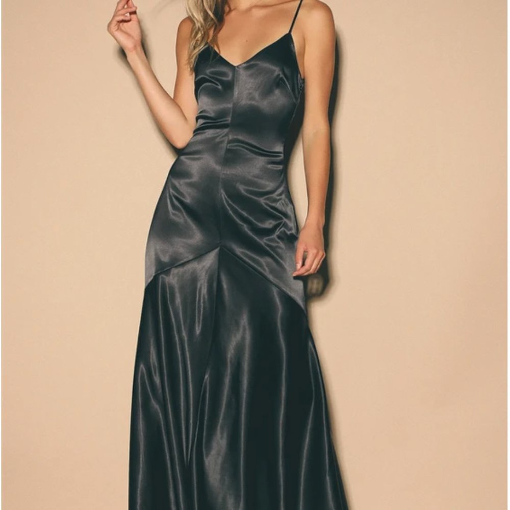 Black Satin Maxi Dress